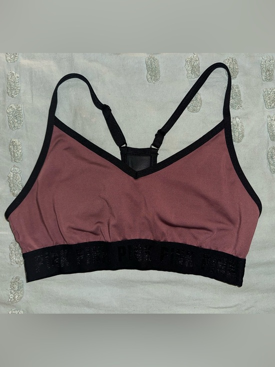 Victoria's Secret Other - Victoria’s Secret Mauve Bralette w/ Mesh Racer Back Black Trim Shimmer Logo
